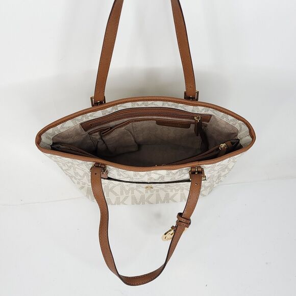 Michael Kors Jet Set Large Signature Tote Shoulder Bag Logo Womens - Picture 5 of 12